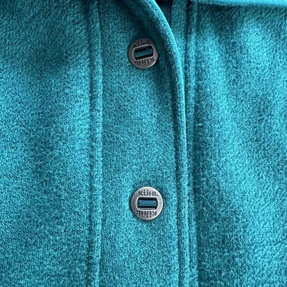 KUHL Teal Alpaca Fleece‎ Button Front Collared Jacket Women's Long Small
